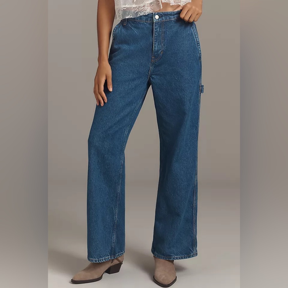 Reformation Wide-Leg Denim Jeans in Medium Blue